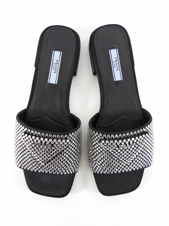 Prada Shoes - Prada Black Crystal-Studded Slide Mules